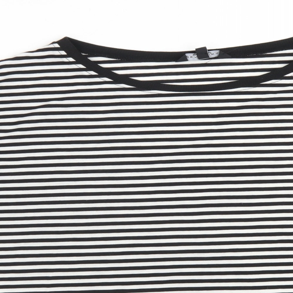 Peacocks Womens Multicoloured Striped Polyester Basic T-Shirt Size 14 Crew Neck