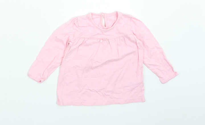 George Girls Pink  Cotton Basic T-Shirt Size 9-12 Months Crew Neck