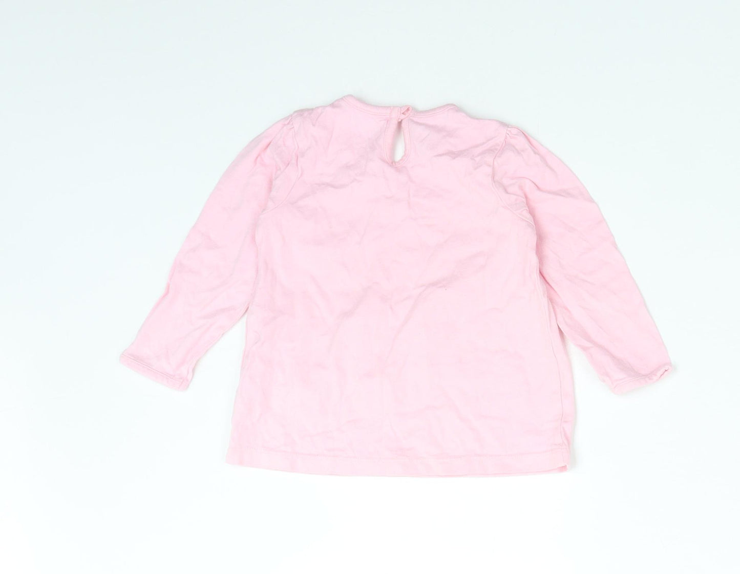 George Girls Pink  Cotton Basic T-Shirt Size 9-12 Months Crew Neck