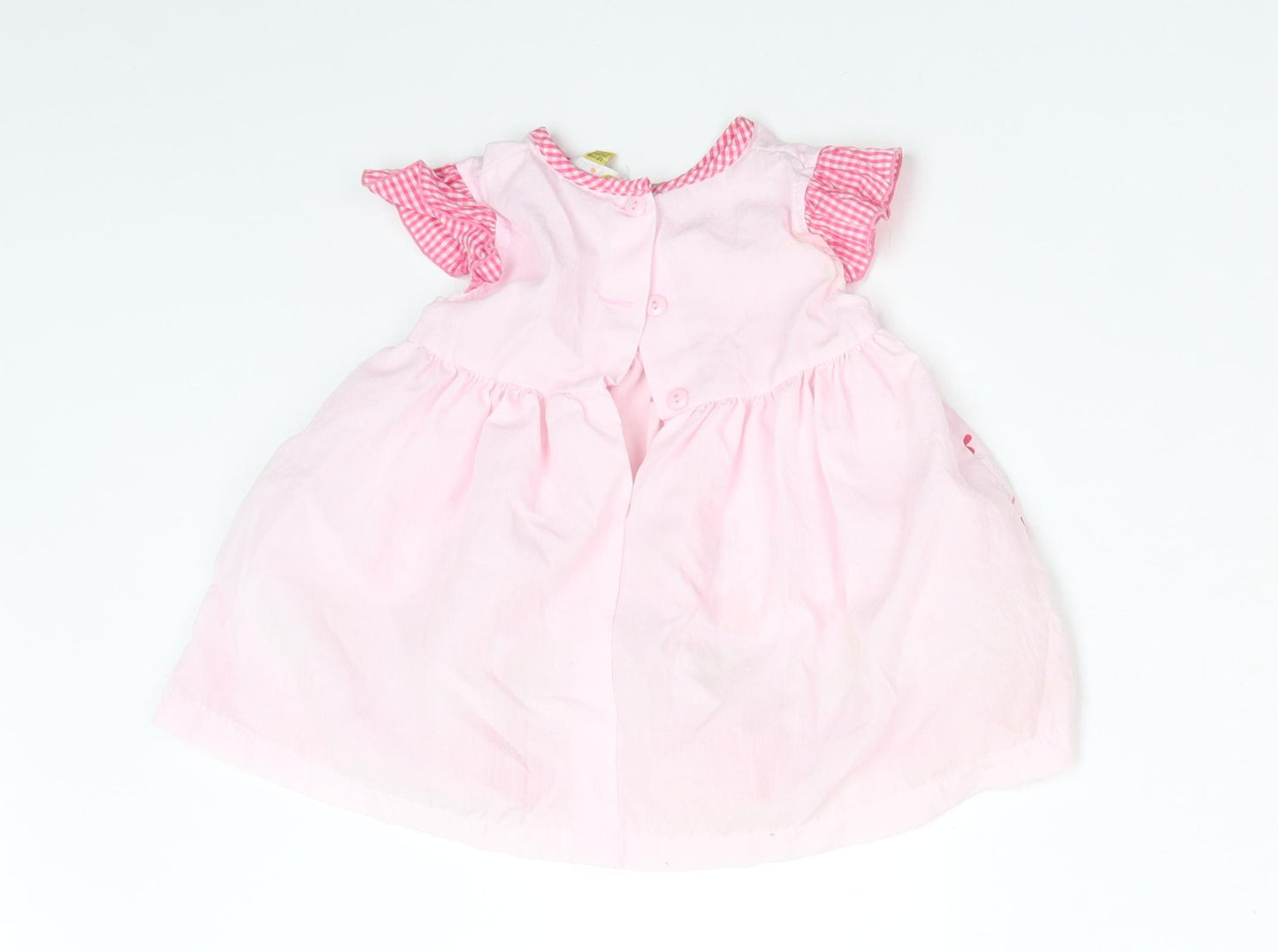 HULLABALOO Girls Pink Floral Cotton Fit & Flare  Size 12-18 Months  Round Neck  - CATS. BIRDS