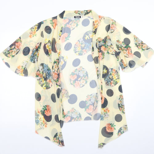 SHOLA Womens Yellow  Floral Polyester Cardigan Jumper Size L