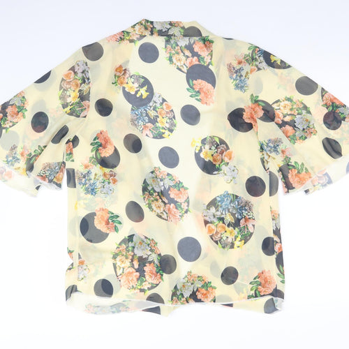 SHOLA Womens Yellow  Floral Polyester Cardigan Jumper Size L