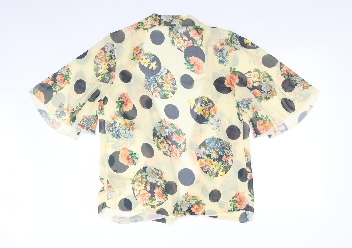 SHOLA Womens Yellow  Floral Polyester Cardigan Jumper Size L