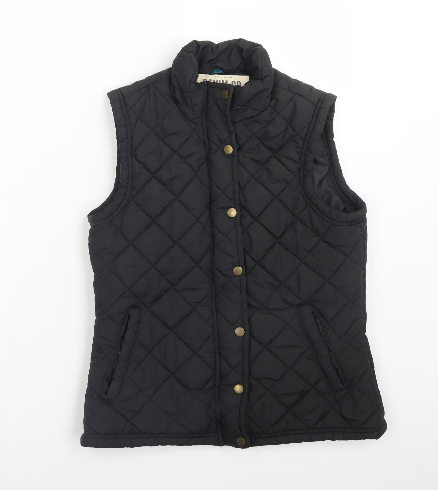 DENIM CO Womens Black Argyle/Diamond  Gilet Coat Size 12