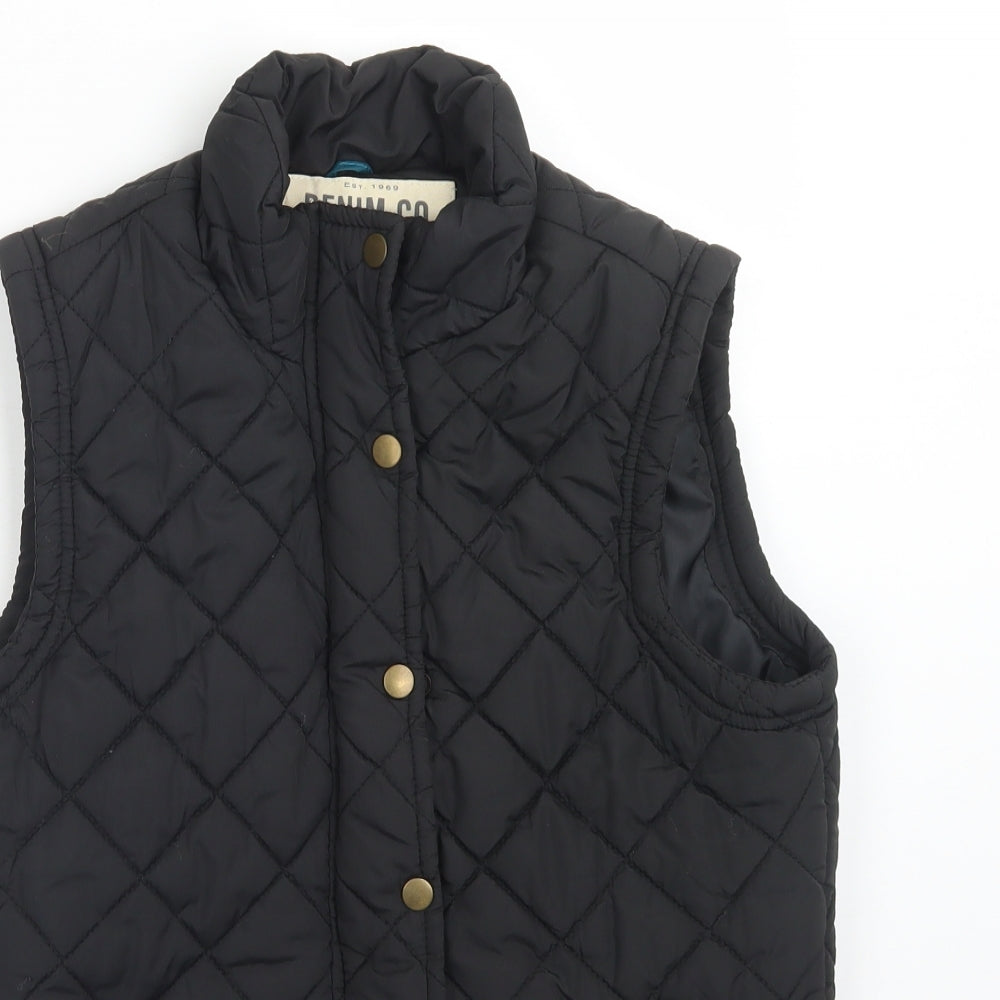 DENIM CO Womens Black Argyle/Diamond  Gilet Coat Size 12
