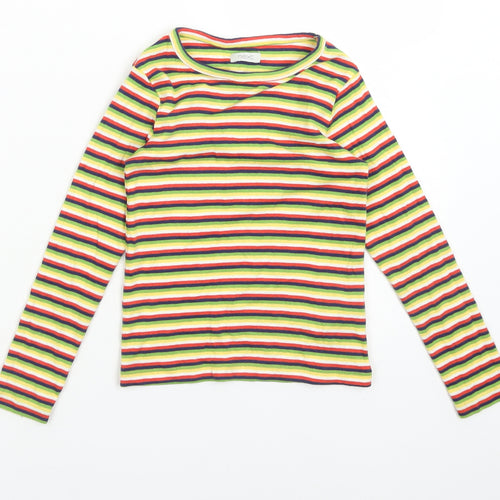 NEXT Girls Multicoloured Striped Cotton Basic T-Shirt Size 5 Years Crew Neck
