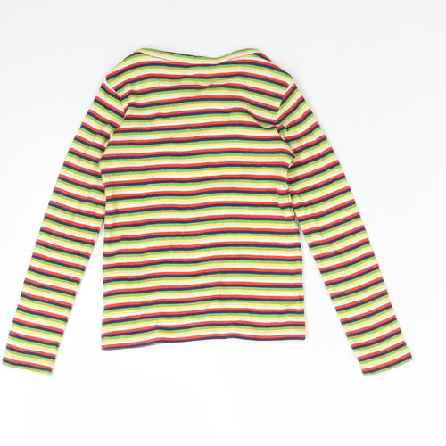 NEXT Girls Multicoloured Striped Cotton Basic T-Shirt Size 5 Years Crew Neck
