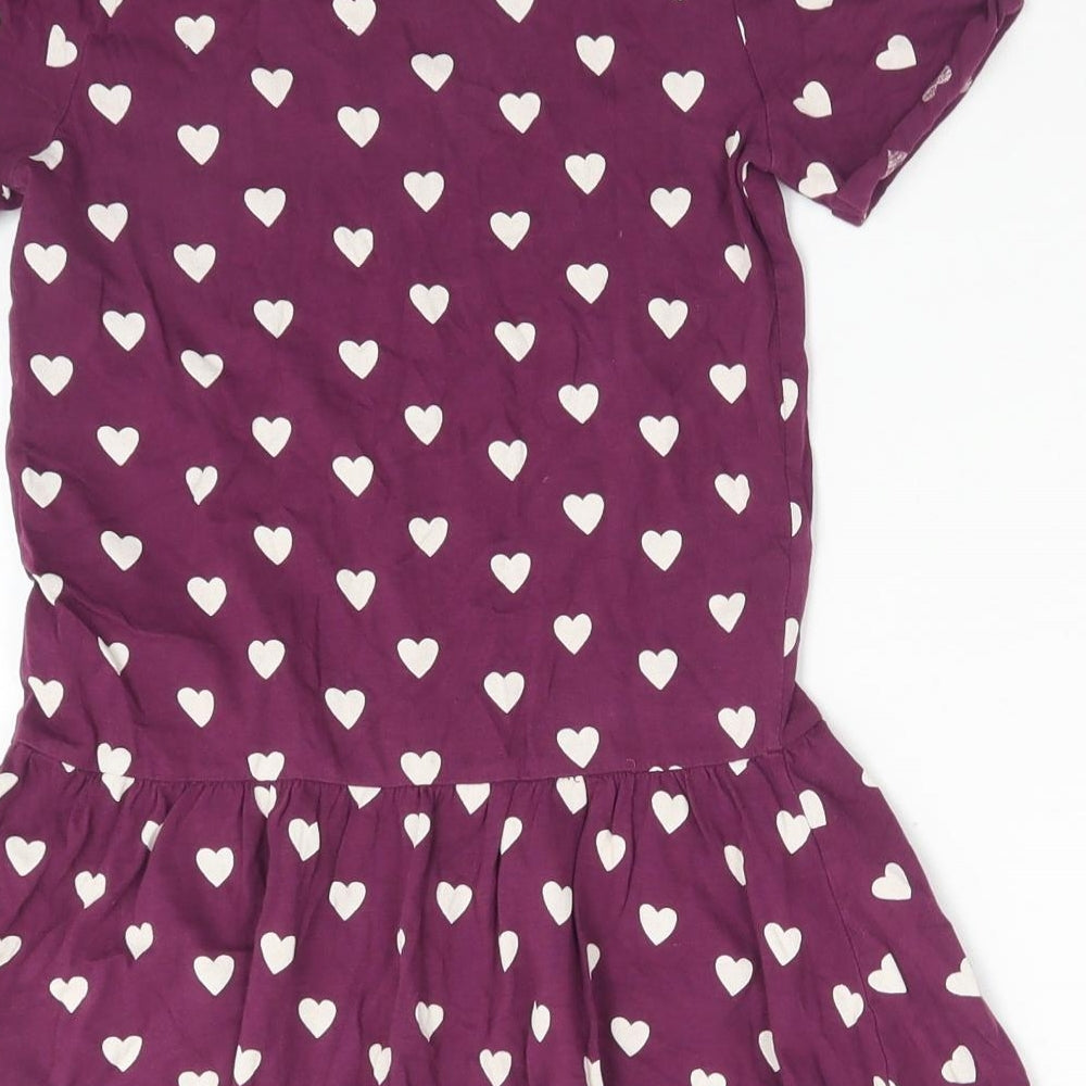 NEXT Girls Purple  Cotton A-Line  Size 8 Years  Round Neck  - HEARTS