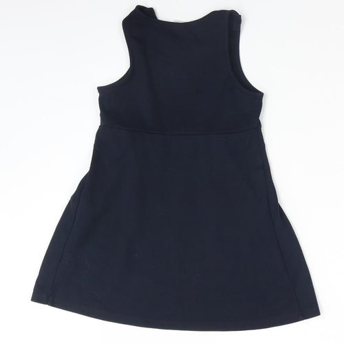 TU Girls Blue  Polyester Pinafore/Dungaree Dress  Size 6 Years  Round Neck  - SCHOOL