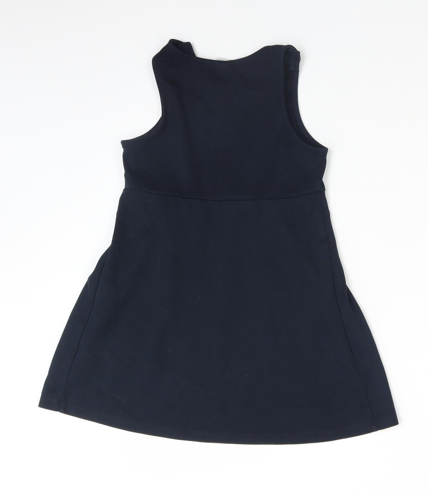 TU Girls Blue  Polyester Pinafore/Dungaree Dress  Size 6 Years  Round Neck  - SCHOOL