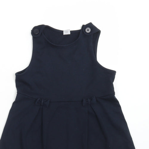 TU Girls Blue  Polyester Pinafore/Dungaree Dress  Size 6 Years  Round Neck  - SCHOOL