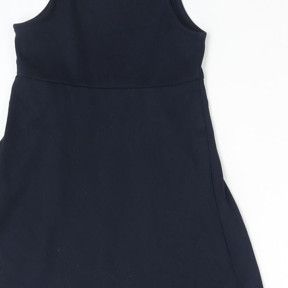 TU Girls Blue  Polyester Pinafore/Dungaree Dress  Size 6 Years  Round Neck  - SCHOOL