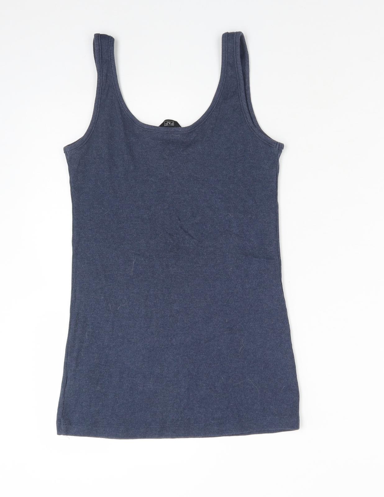 F&F Womens Blue  Cotton Basic Tank Size 14 Scoop Neck