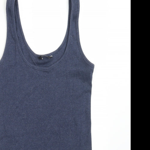 F&F Womens Blue  Cotton Basic Tank Size 14 Scoop Neck