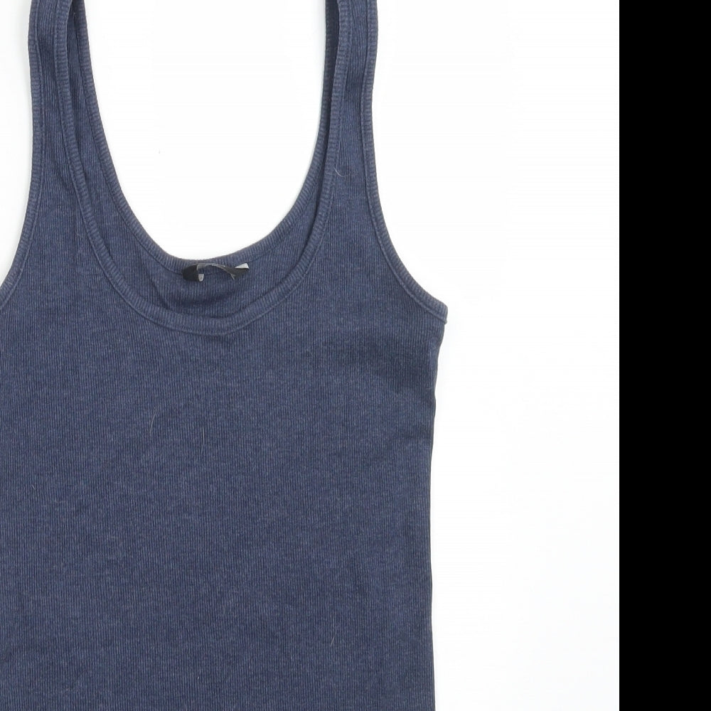 F&F Womens Blue  Cotton Basic Tank Size 14 Scoop Neck