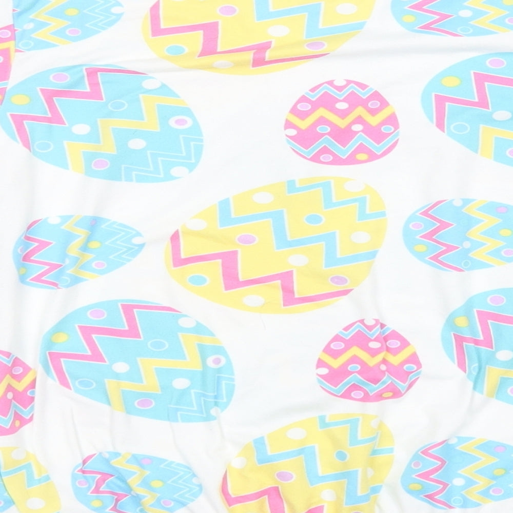 Pretty Secrets Womens White Round Neck Geometric Polyester Pullover Jumper Size 8   - Easter Eggs