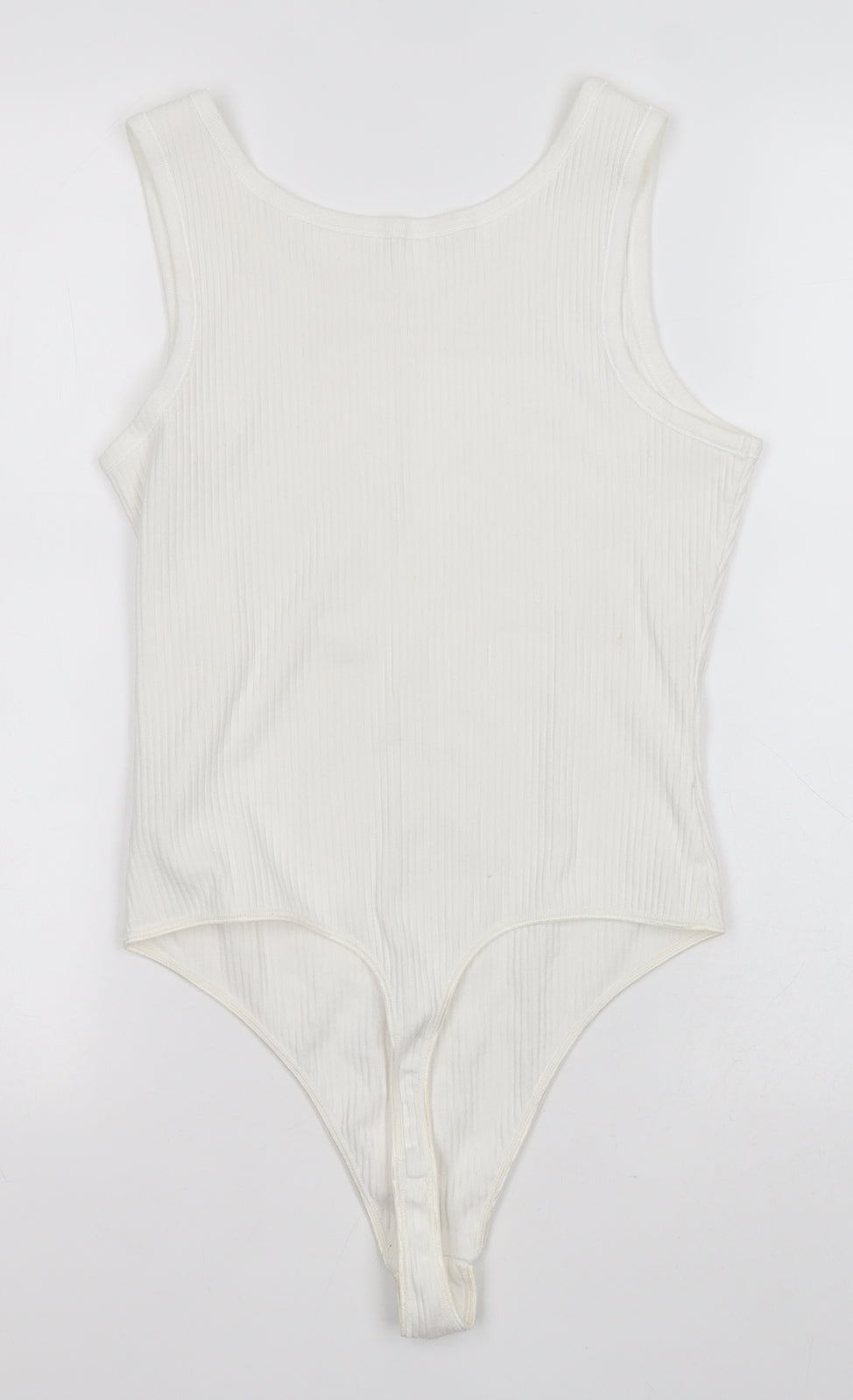 Marks and Spencer Womens White Striped Cotton Leotard One-Piece Size 16