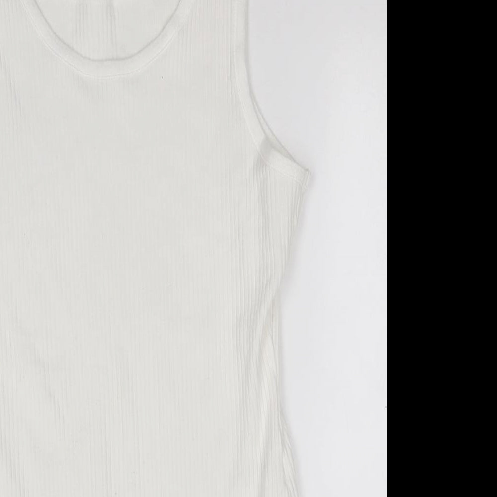 Marks and Spencer Womens White Striped Cotton Leotard One-Piece Size 16