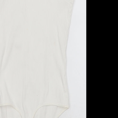 Marks and Spencer Womens White Striped Cotton Leotard One-Piece Size 16