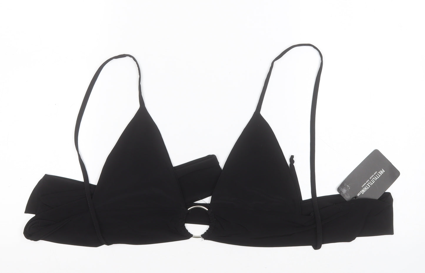 PRETTYLITTLETHING Womens Black  Polyester Basic Tank Size 10 Off the Shoulder