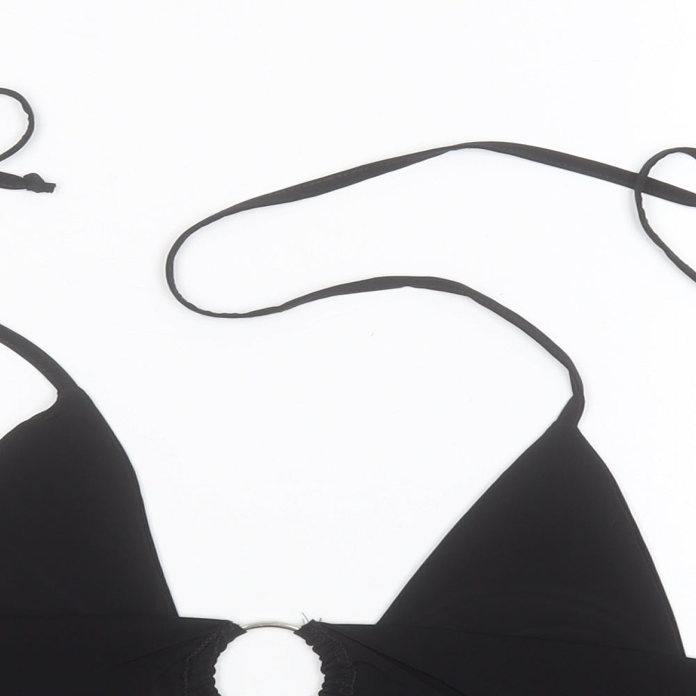 PRETTYLITTLETHING Womens Black  Polyester Basic Tank Size 10 Off the Shoulder