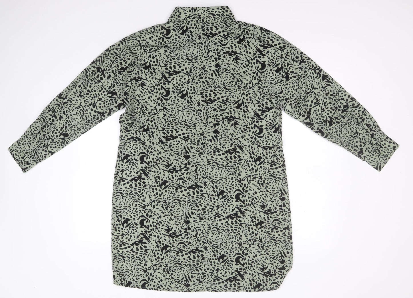 Missguided Womens Brown Animal Print Polyester Basic Button-Up Size 6 Collared