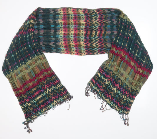 Front view of Preworn women’s multicoloured geometric scarf