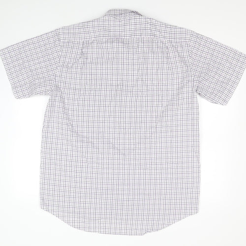 Alain Delon Mens White Check Cotton  Button-Up Size XL Collared