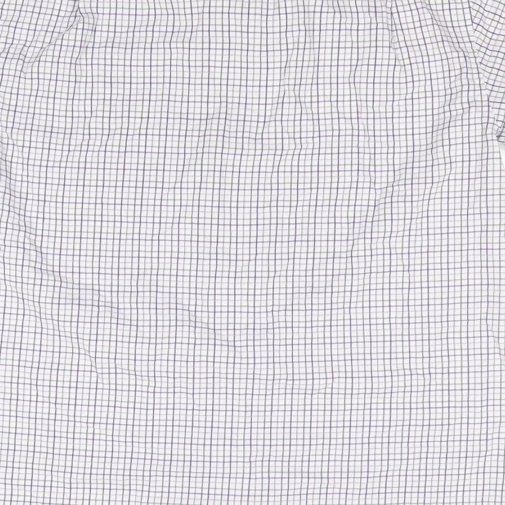 Alain Delon Mens White Check Cotton  Button-Up Size XL Collared