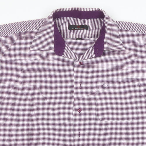 Alain Delon Mens Blue Check Cotton  Button-Up Size XL Collared