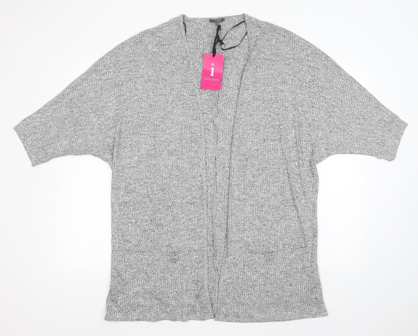 Intuition Womens Grey Roll Neck  Viscose Cardigan Jumper Size 16