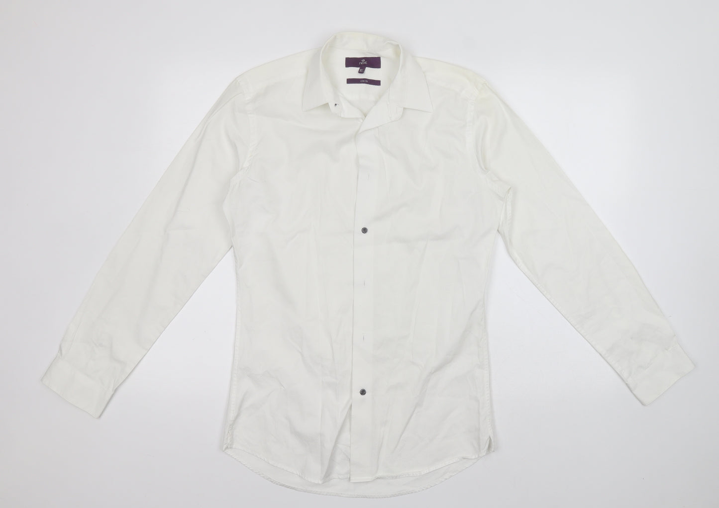 NEXT Mens White  Cotton  Button-Up Size 14.5 Collared