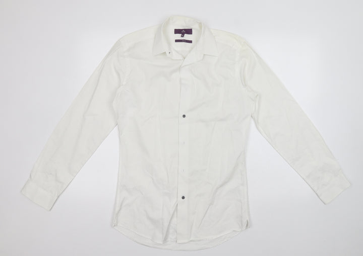 NEXT Mens White  Cotton  Button-Up Size 14.5 Collared