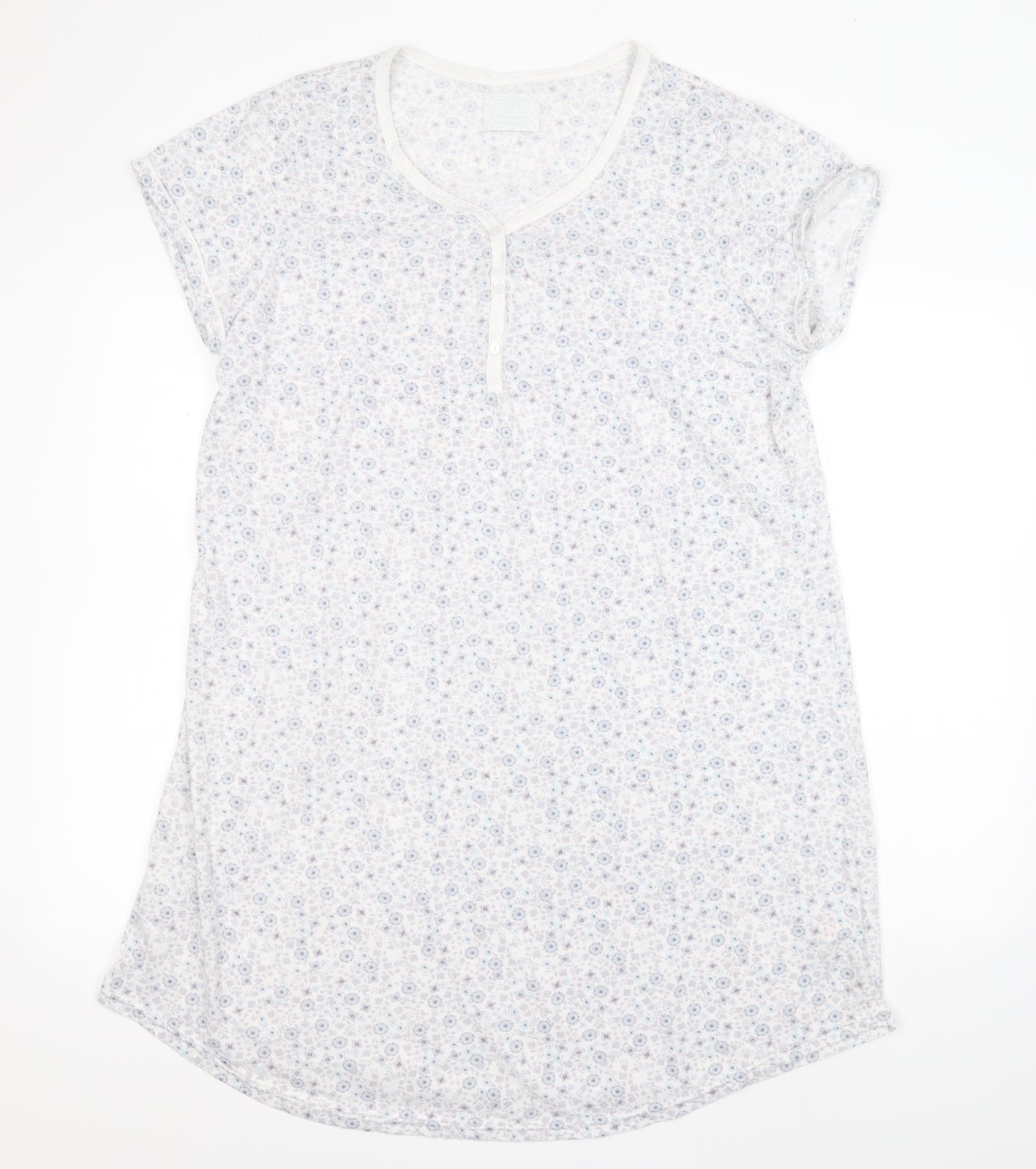 Matalan Womens White Floral Polyester Top Nightshirt Size L