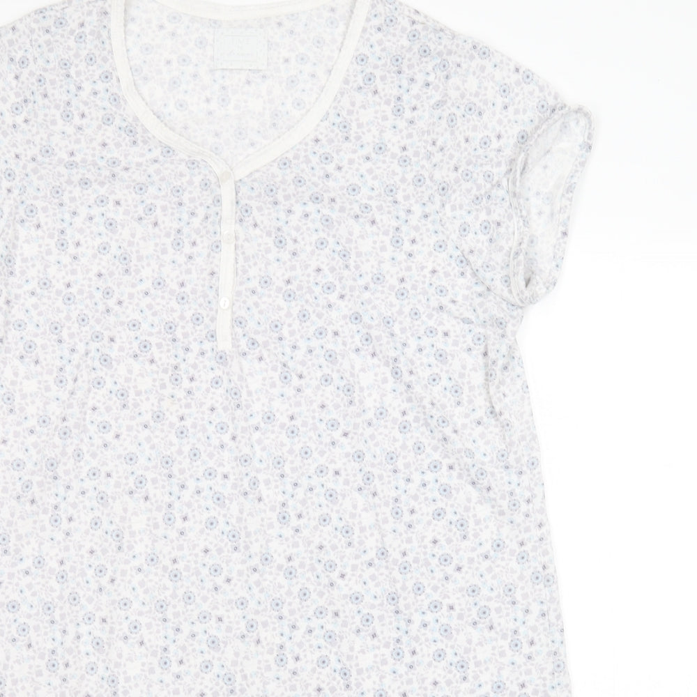 Matalan Womens White Floral Polyester Top Nightshirt Size L