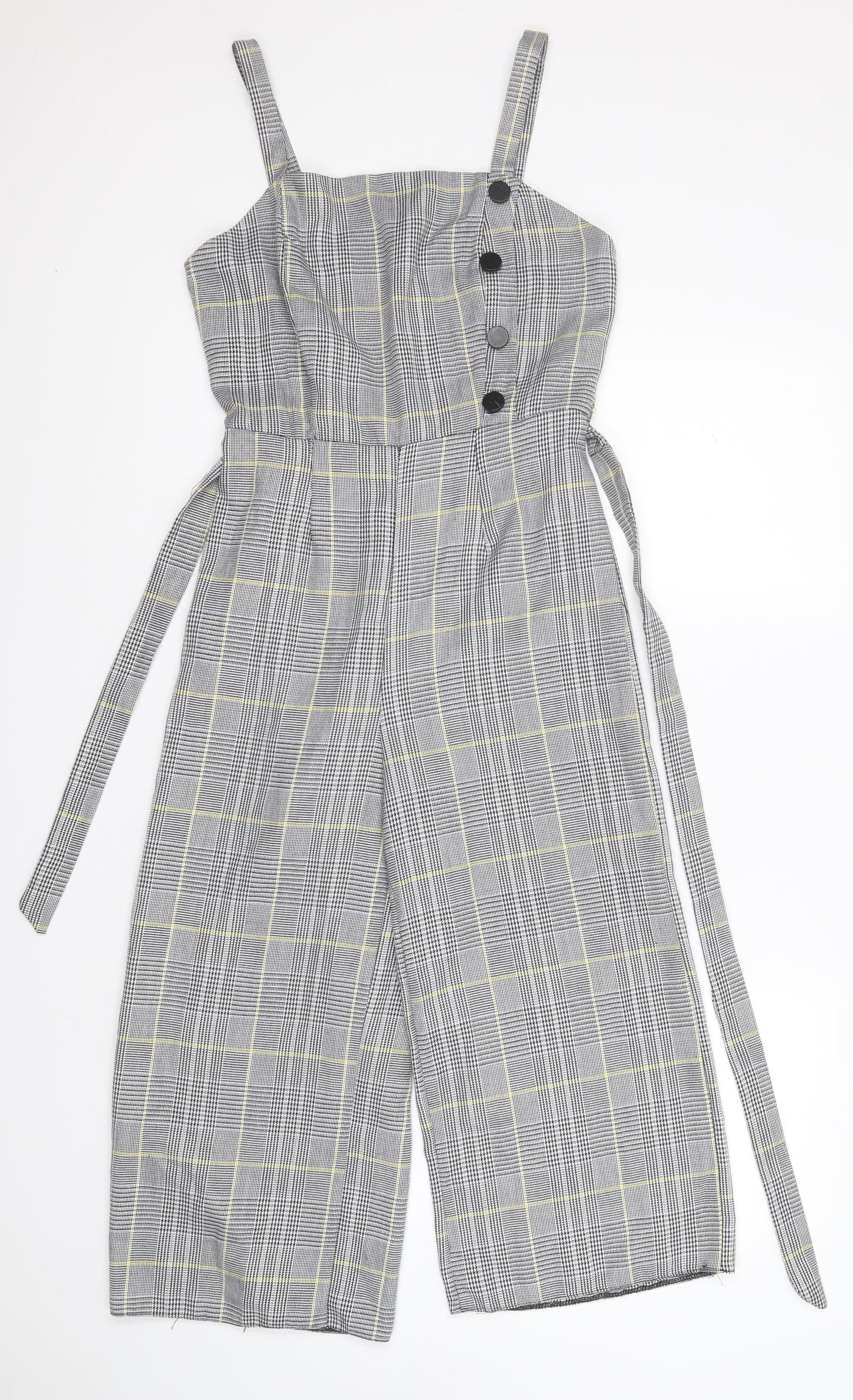 Primark Womens Grey Houndstooth Polyester Jumpsuit One-Piece Size 10 L20 in