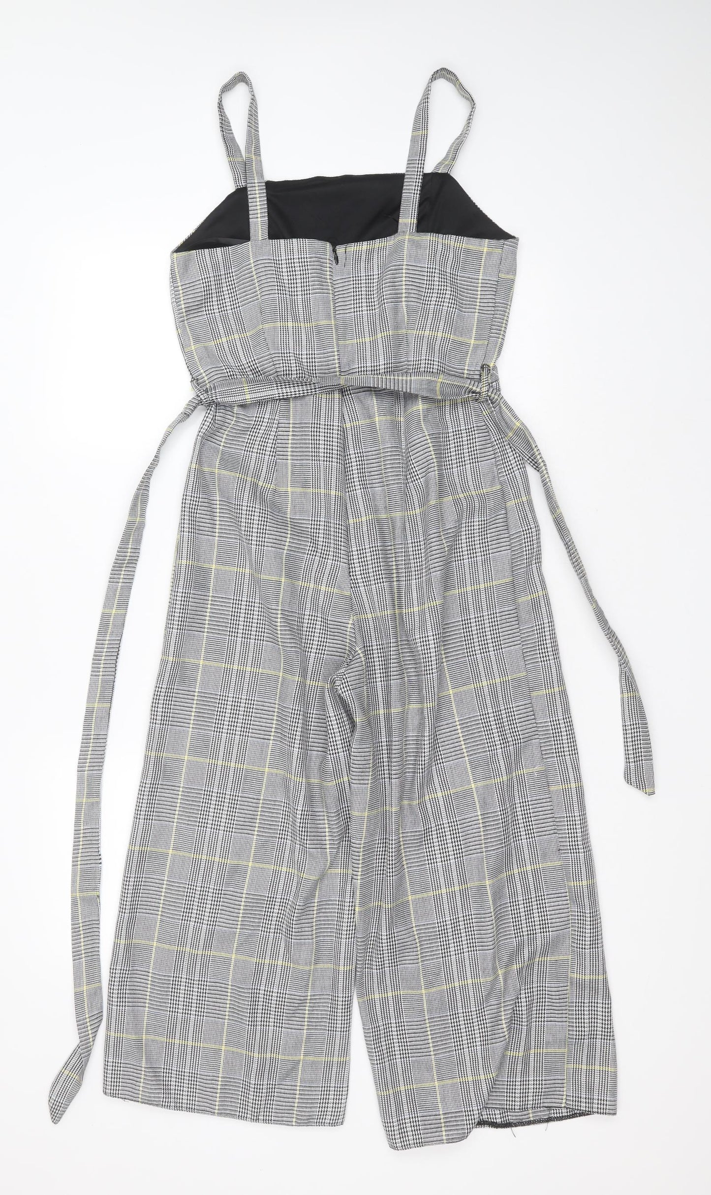Primark Womens Grey Houndstooth Polyester Jumpsuit One-Piece Size 10 L20 in
