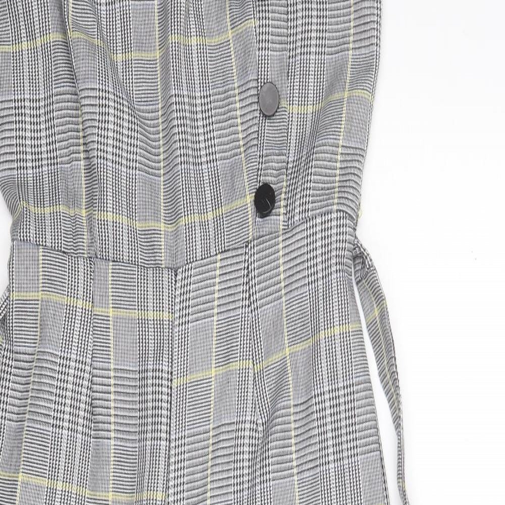 Primark Womens Grey Houndstooth Polyester Jumpsuit One-Piece Size 10 L20 in
