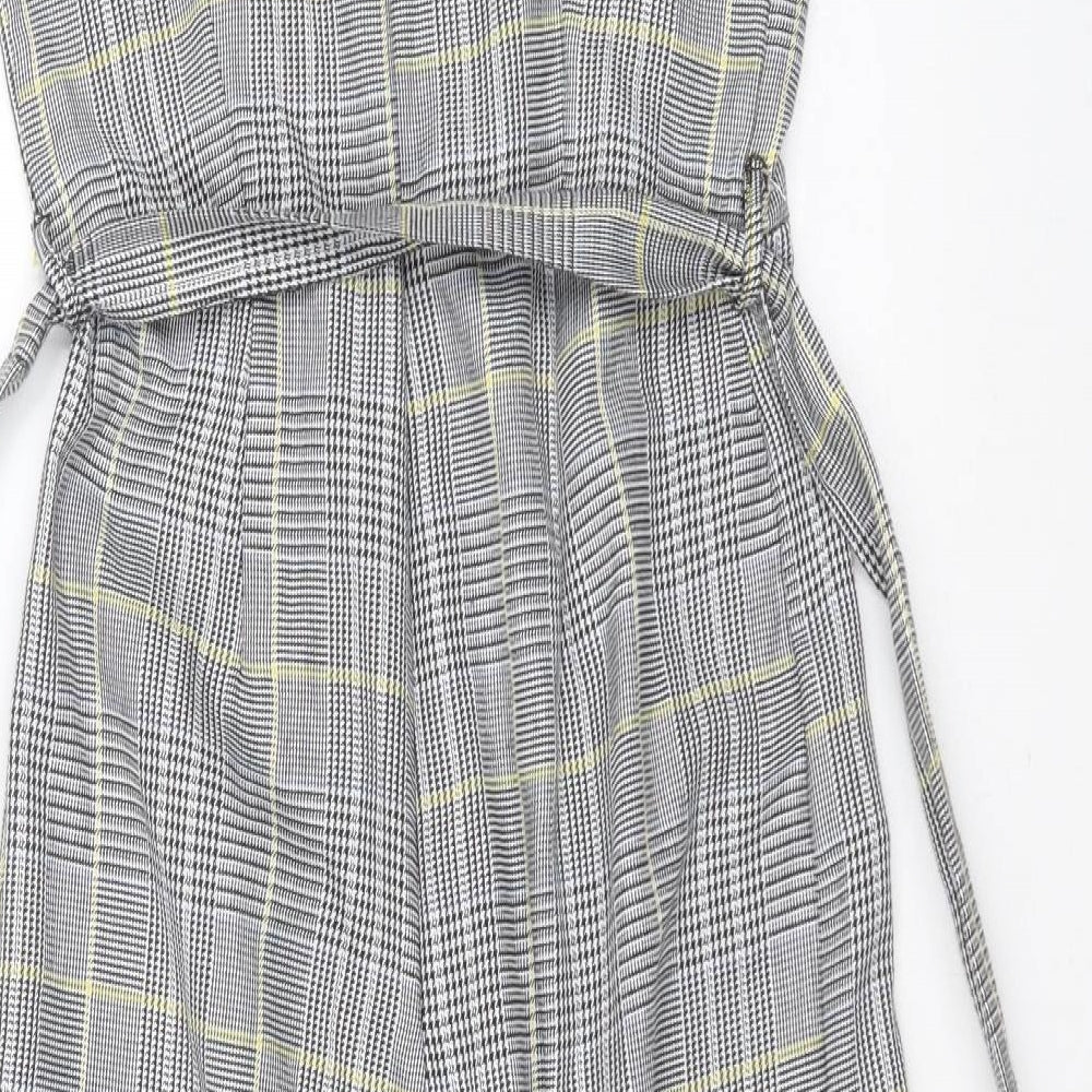 Primark Womens Grey Houndstooth Polyester Jumpsuit One-Piece Size 10 L20 in