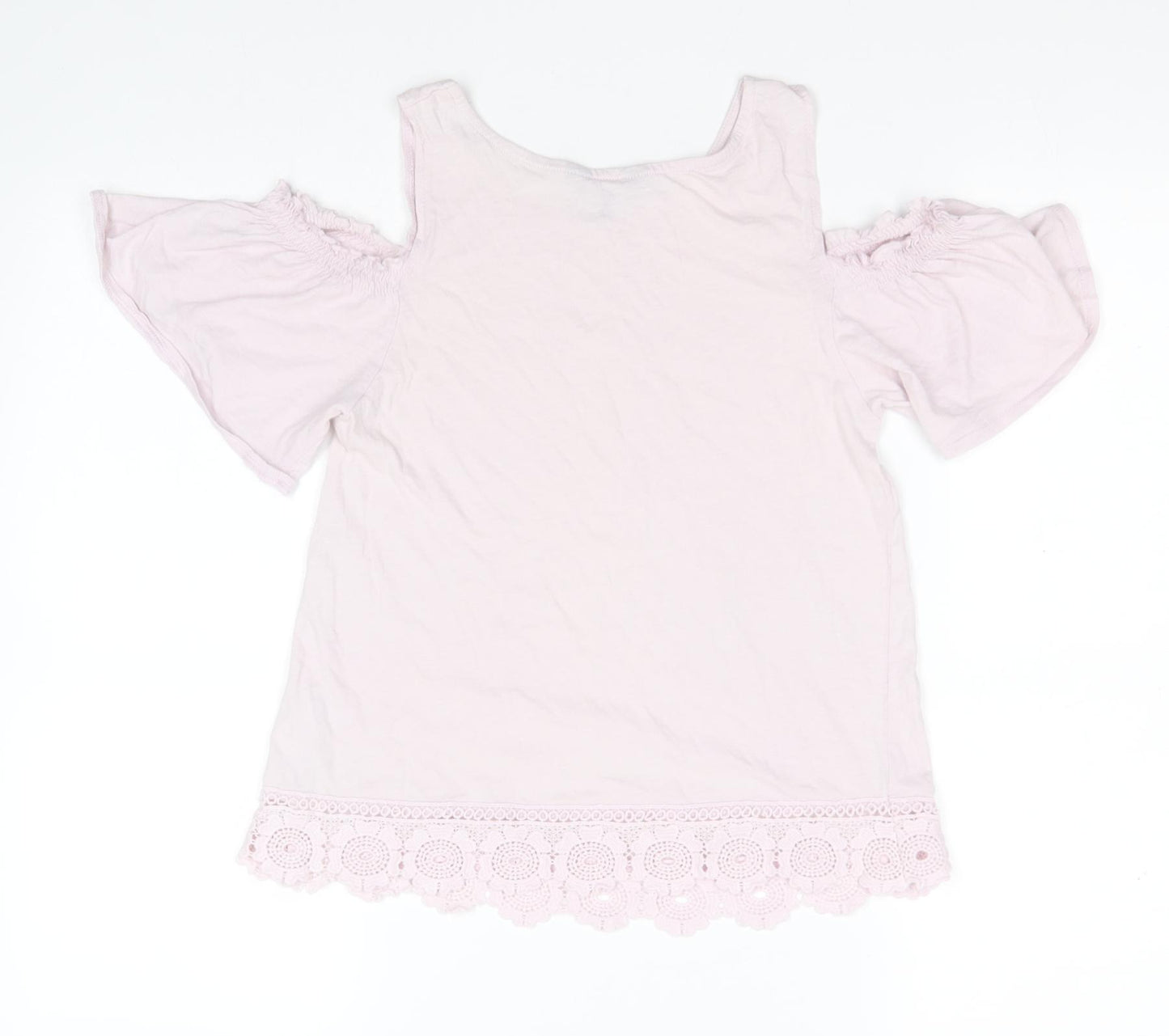 New Look Womens Pink  Cotton Basic T-Shirt Size 8 Round Neck