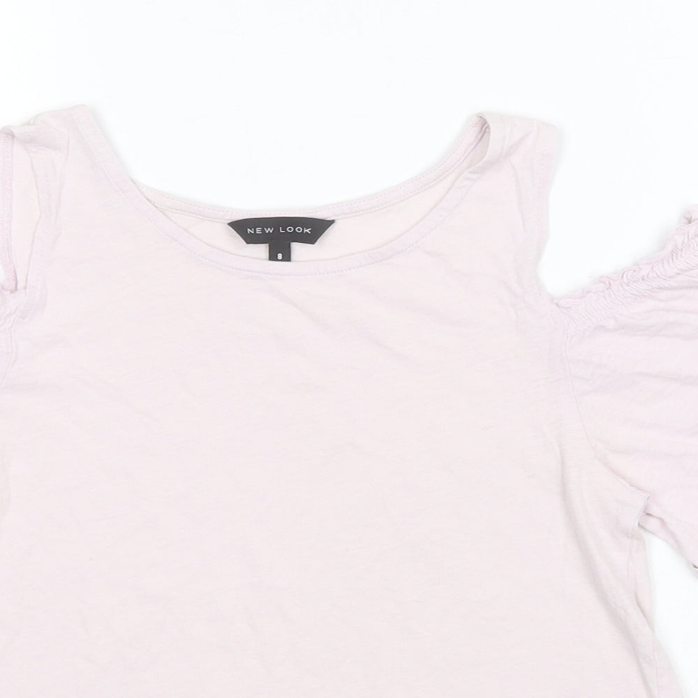 New Look Womens Pink  Cotton Basic T-Shirt Size 8 Round Neck