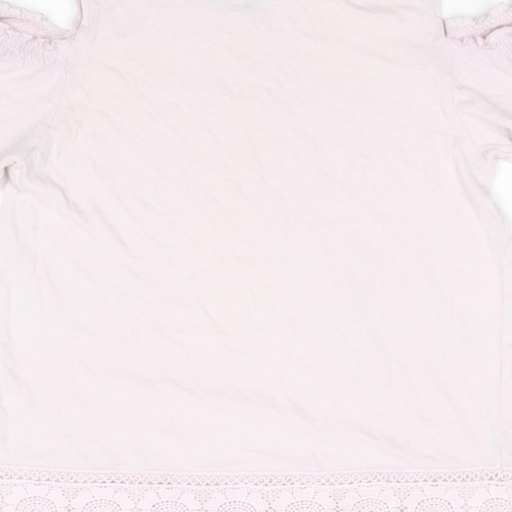 New Look Womens Pink  Cotton Basic T-Shirt Size 8 Round Neck