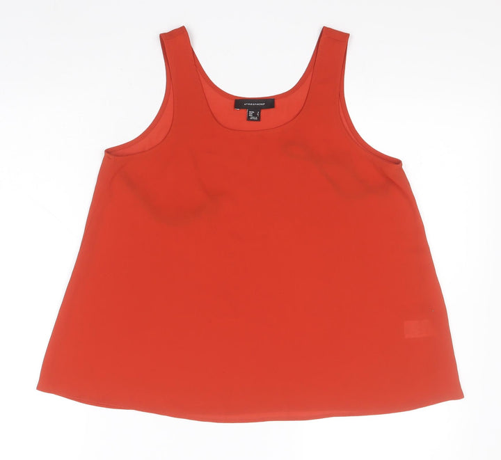 Atmosphere Womens Brown  Polyester Basic Tank Size 8 Round Neck