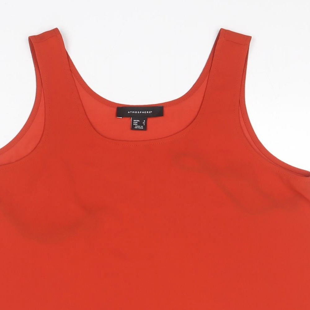 Atmosphere Womens Brown  Polyester Basic Tank Size 8 Round Neck