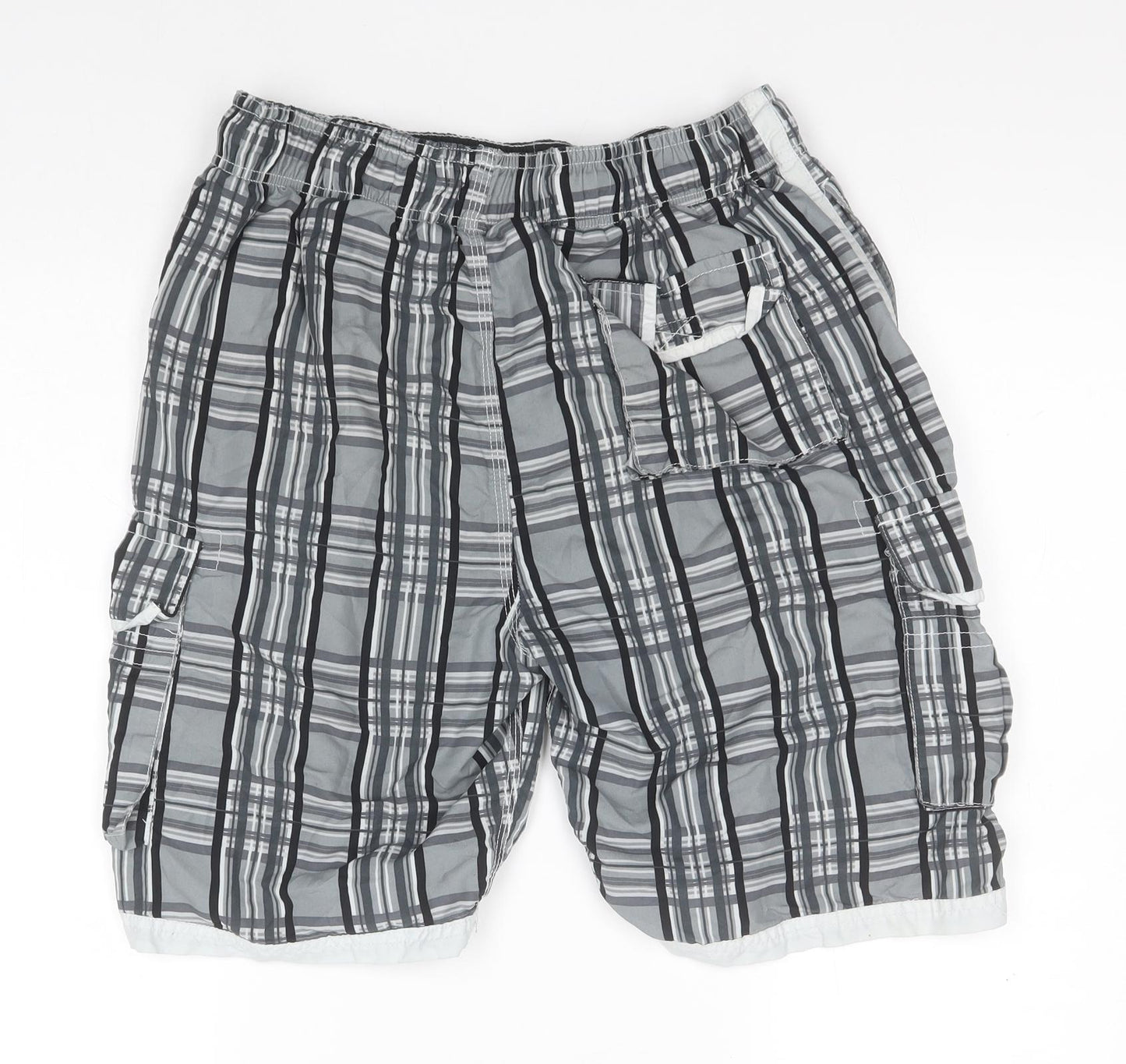 Voyager Mens Grey Plaid  Cargo Shorts Size L L9 in Regular