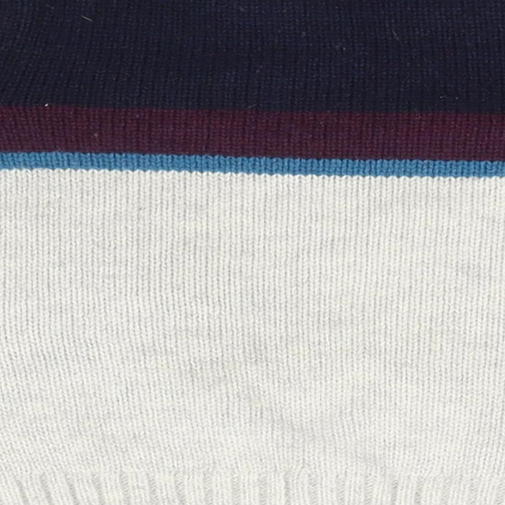 F&F Boys White Round Neck  Acrylic Pullover Jumper Size 2-3 Years