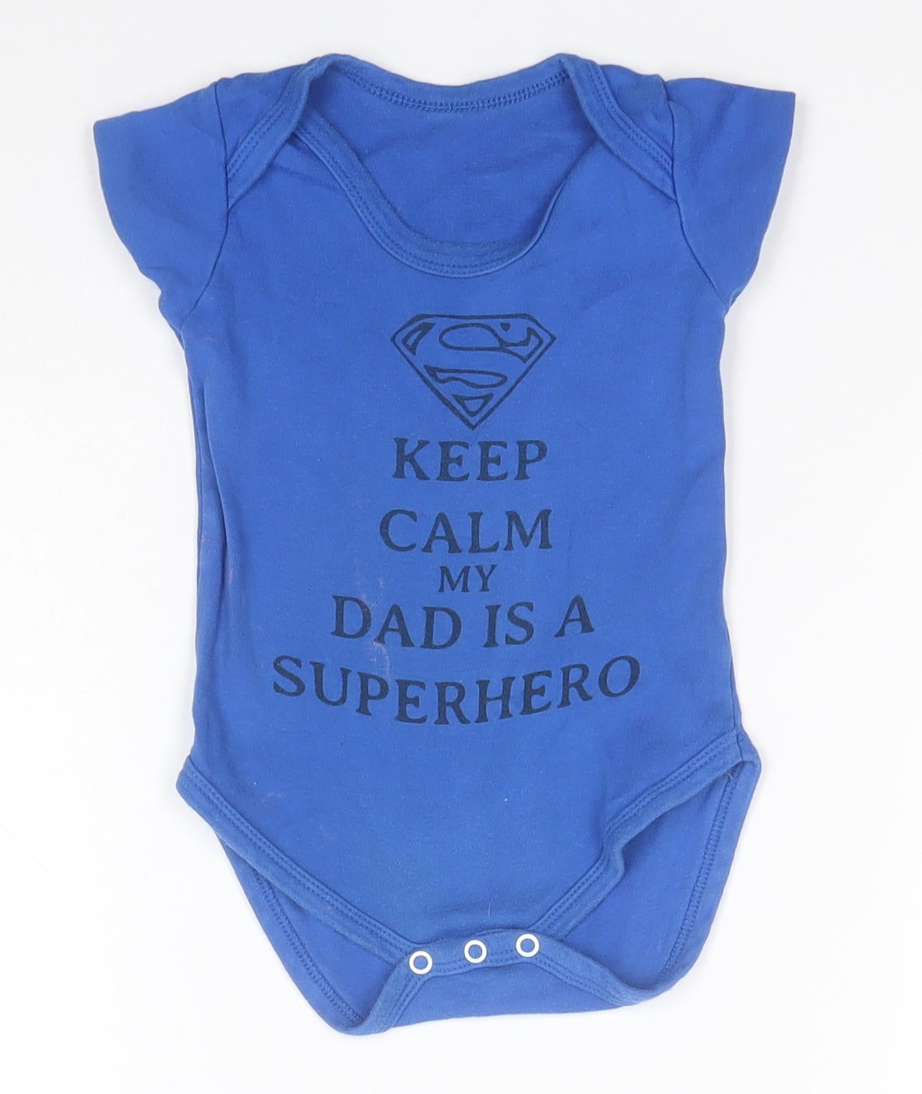 Superman Baby Blue  Cotton Babygrow One-Piece Size 6-9 Months   - Keep Calm My Dad is a Superhero