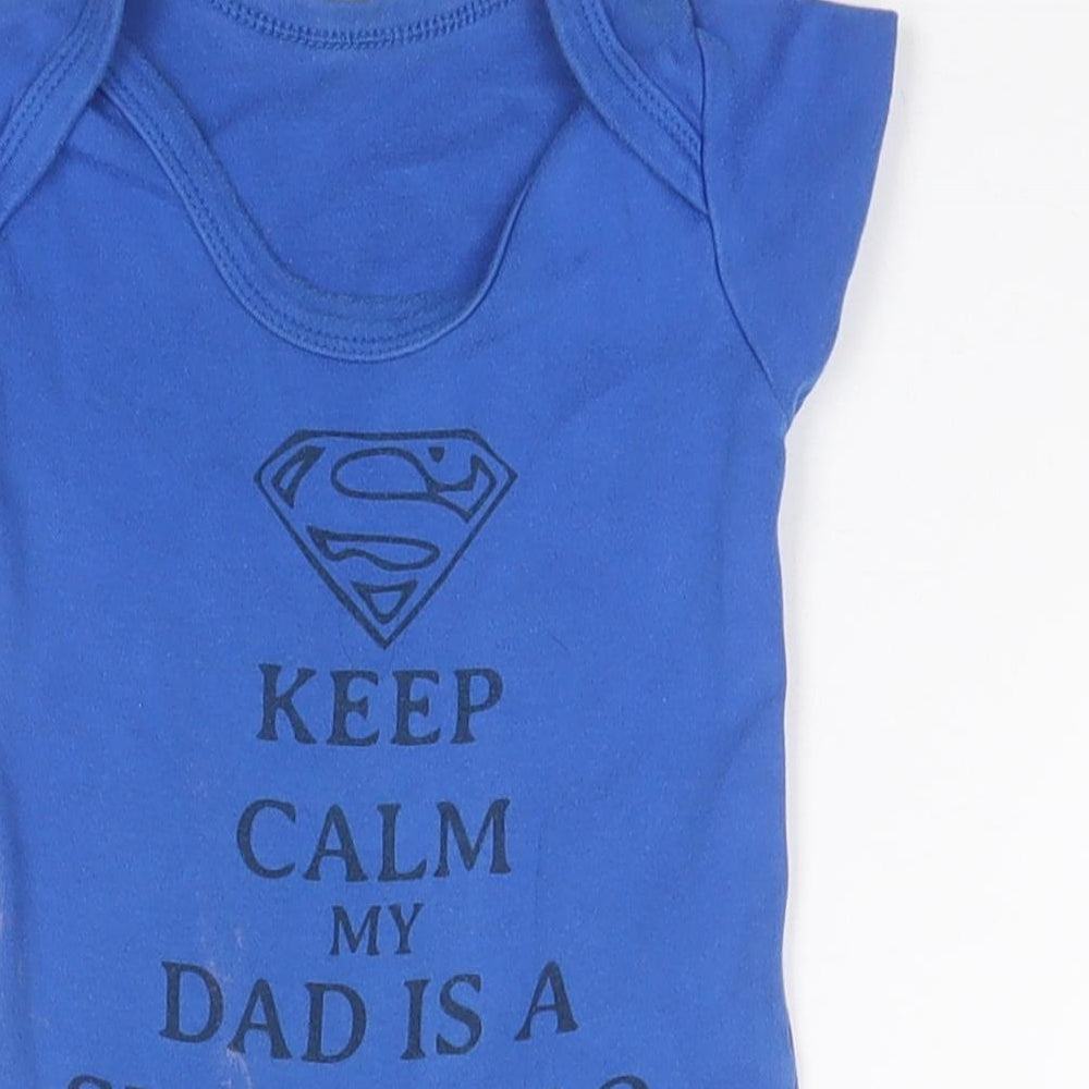 Superman Baby Blue  Cotton Babygrow One-Piece Size 6-9 Months   - Keep Calm My Dad is a Superhero