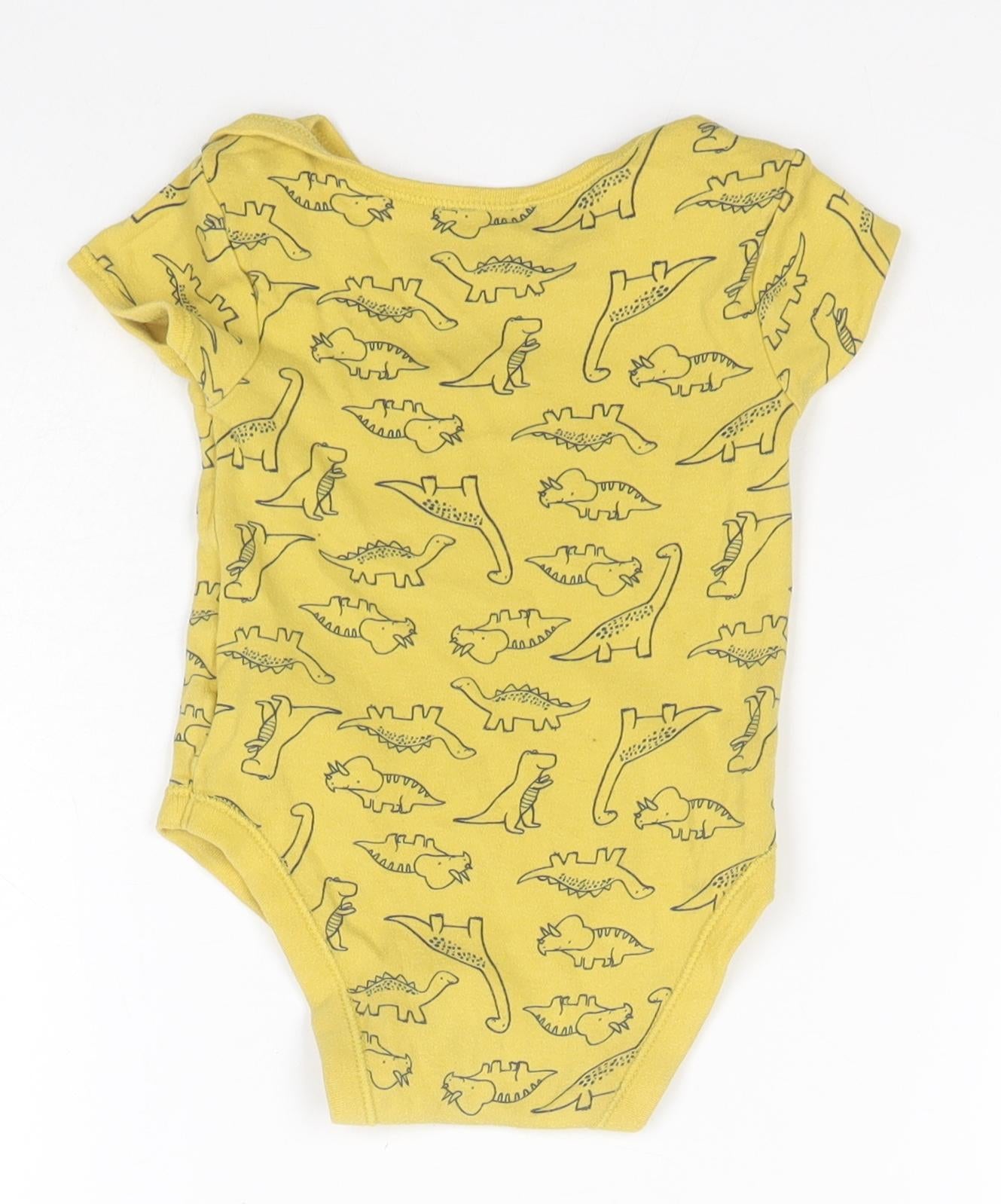 Primark Baby Orange Animal Print Cotton Babygrow One-Piece Size 9-12 Months   - Dinosaurs
