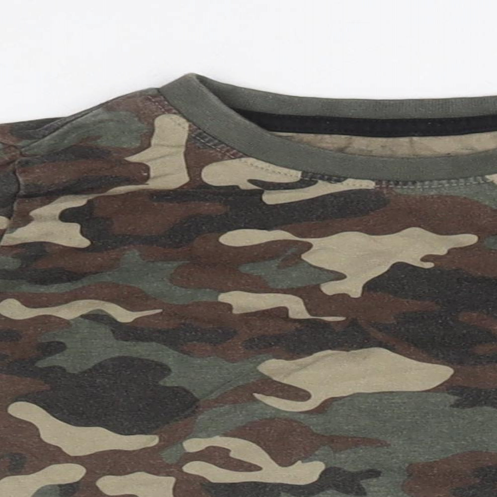 Primark Boys Green Round Neck Camouflage Cotton Pullover Jumper Size 2-3 Years